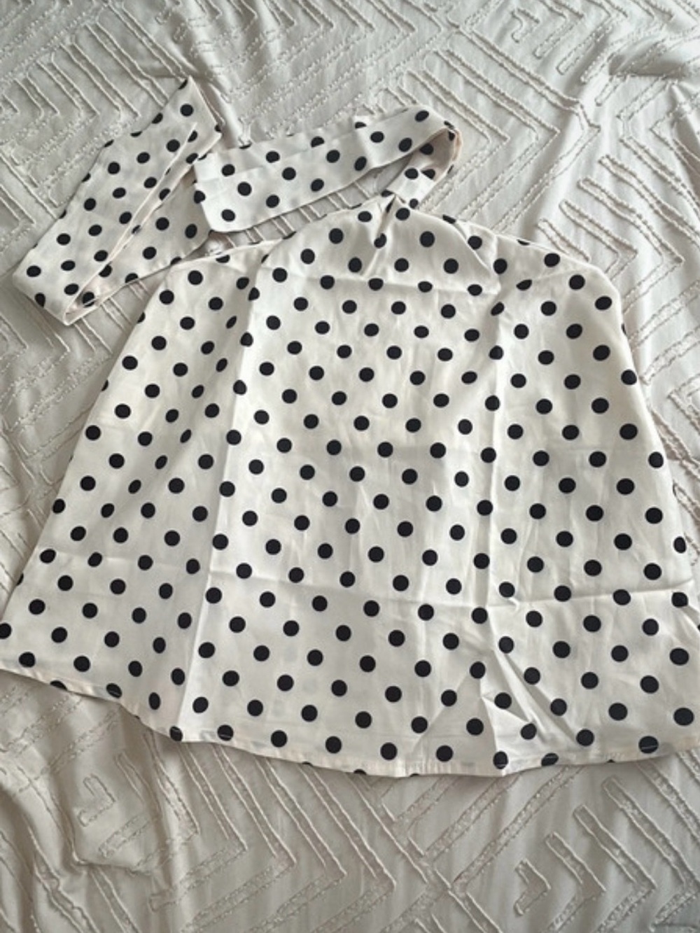 Girls Black Polka Dot Halter Top - White & Black